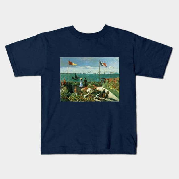 Terrace at the Seaside by Claude Monet Kids T-Shirt by MasterpieceCafe